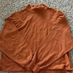 Lush Warm Orange Ribbed Hi Neck Knit
